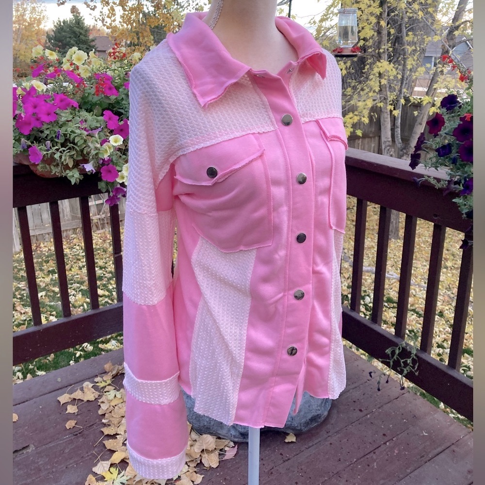 Patchwork Pink Button Up Jacket. - Picture 3 of 16